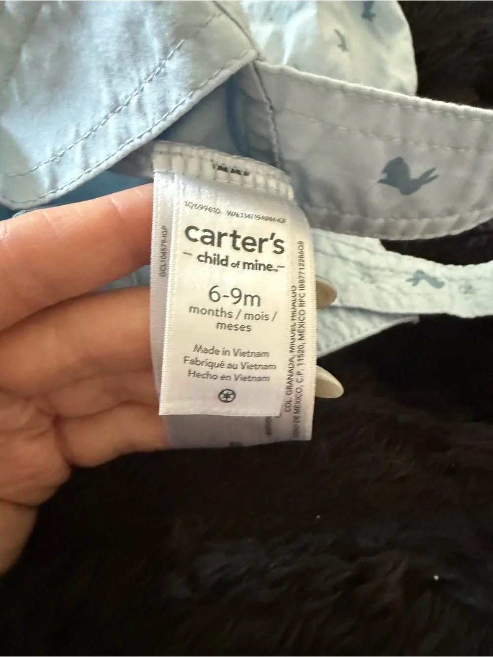 Carter's Light Blue Overalls with Tiny Bird Print